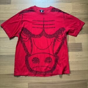 Men's Vintage Y2k Unk NBA Chicago Bulls Red Big Logo Basketball Tee Shirt Sz XL